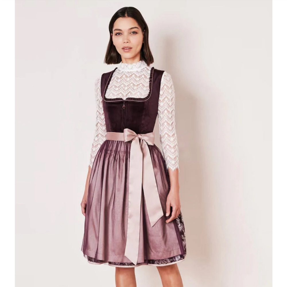 Kruger Midi Dirndl 2pcs. 55cm  "Joelina" berry